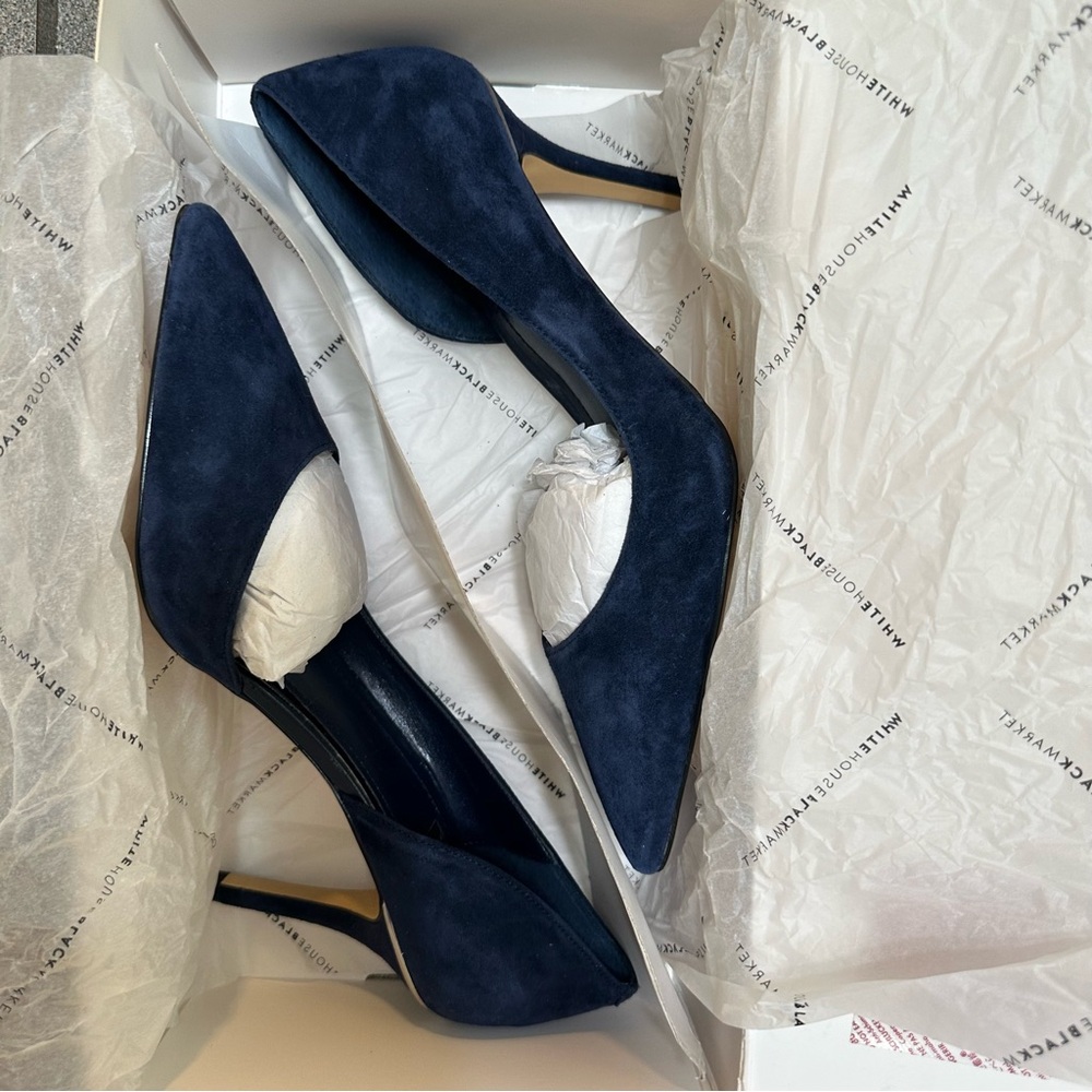 NWT WHBM Ella Pumps in Navy Suede Size 7